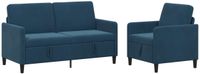 vidaXL Sofa Set with Storage 2 pcs Blue Polyester