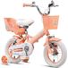 12-inch vélo enfant avec siège pour poupée, panier et roulettes stabilisatrices, couleur pêche