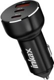 Inkax, chargeur allume-cigare, 78W, double USB-C + USB, charge rapide, noir