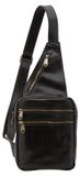 Sac bandoulière homme, en cuir de vachette véritable, avec sangle réglable. Fabriqué en Italie
