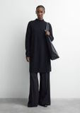 Comma Jurk met Col en Lange Mouw - Zwart - L