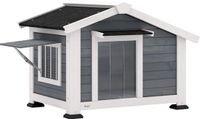 PawHut Hondenhok Grenenhout Metaal Grijs 98L x 76B x 69,5H cm