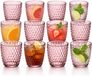 Bormioli Rocco Drinkglazen Drops - waterglazen - roze transparant - glas - set 12x stuks - 290 ml