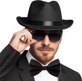 Fiestas Guirca Fiestas Verkleedkleding setje 2 delig - zwart - hoed en vlinderstrikje - heren en dames