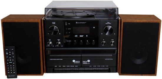 Soundmaster MCD5600BR Home Audio System | Bluetooth | CD | Cassette | DAB+ | Black, Wood