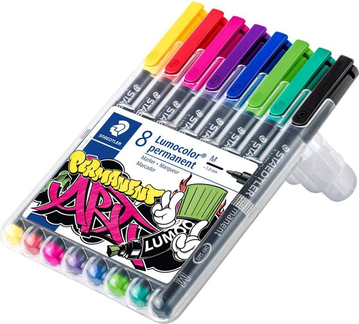 Staedtler Lumocolor M permanent - Box 8 st new colours - Assorted Colors