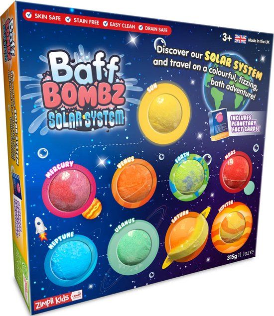 Zimpli Kids Baff Bombz Solar System Bath Bomb Set