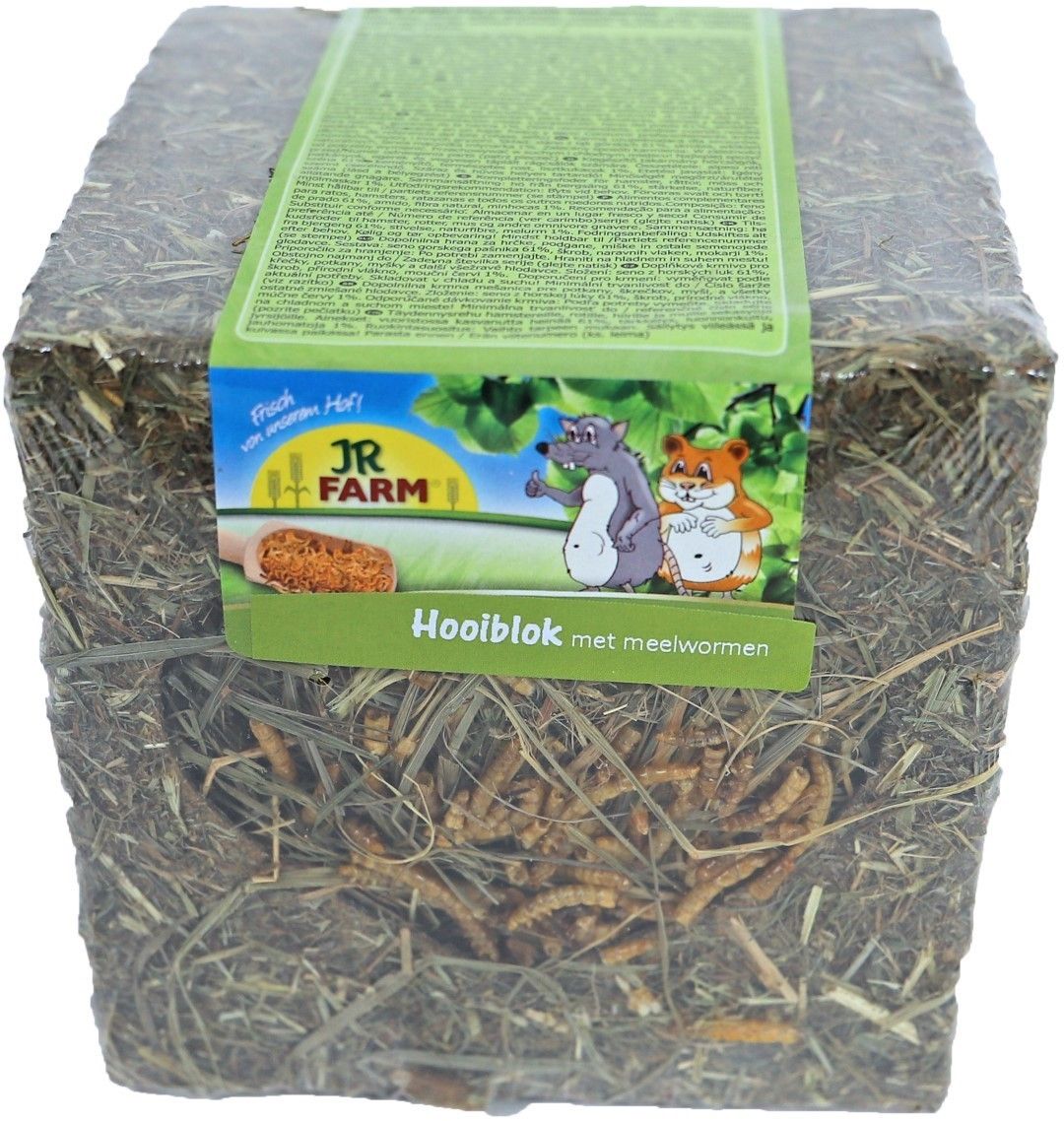 JR Farm Knaagdier Hooiblok met Meelwormen - 125 gram
