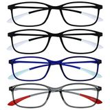 Opulize Ice 4 Stuks Super Lichtgewicht Leesbril Zwart Blauw Grijs Vrouwen Mannen RRRR61-1137 +2,00