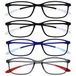 Opulize Ice 4 Stuks Super Lichtgewicht Leesbril Zwart Blauw Grijs Vrouwen Mannen RRRR61-1137 +3,00
