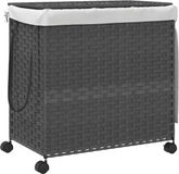 vidaXL Wasmand op wielen 60x35x60,5 cm rattan grijs