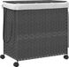 vidaXL Wasmand op wielen 60x35x60,5 cm rattan grijs