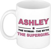Bellatio Decorations naam cadeau mok - Ashley - Woman Myth Supergirl - koffiemok - 300 ml - collega - moederdag