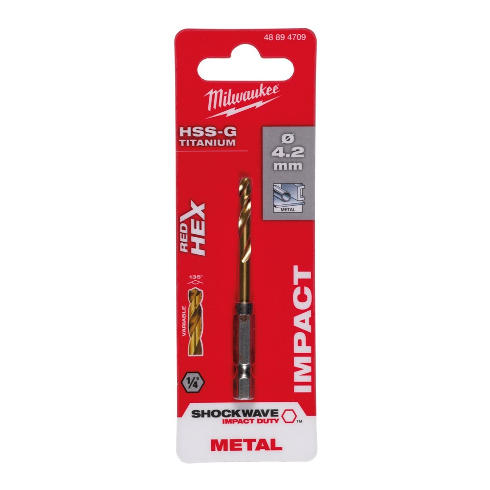 Milwaukee Shockwave Metaalboor HSS-G Ti. 4.5mm