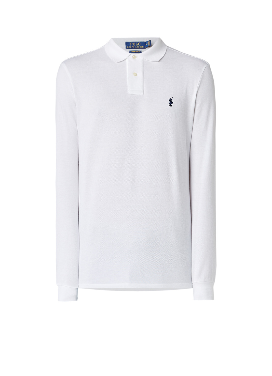 Ralph Lauren Custom Slim fit polo van piqué katoen met lange mouw