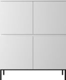 Selsey Bemmi - Hoge Dressoir - 100 cm - Wit met zwarte poten