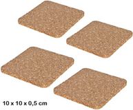 Alessandro Onderzetters voor glazen - 4x - vierkant - kurk - 10 x 10 cm