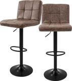 ML-Design Barkruk set van 2 bruin kunstlederen bekleding met rugleuning en voetensteun in hoogte verstelbaar 63-83cm