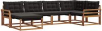 vidaXL Hoek loungeset 6-delig Massief Acacia Hout Naturel en Zwart