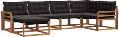vidaXL Hoek loungeset 6-delig Massief Acacia Hout Naturel en Zwart