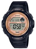 Casio Montre de sport pour femme LWS-1200H-1AVDF, noir avec accents dorés, numérique, quartz, étanche jusqu'à 100 mètres, chronomètre, alarme, boîte incluse