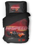 Eleganzzz Kinder Dekbedovertrek Hi Speed - Raceauto Dekbedovertrek - Black - 140x200/220cm