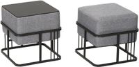 [en.casa] Krukje en bijzettafel Tas vierkant 38x38x38 cm 2-in-1 set lichtgrijs en zwart