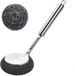 Merkloos Afwasborstel/ Staalborstel - Keukenborstel - Schoonmaak Borstel - Vaatwasborstel - Keuken Staalwol Pot Scrubber - Voor Gerechten, Potten, Kachels, Wasbak - Afneembare Borstel - Met 1 Vervangende Kop - Kan Worden Opgehangen