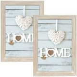 Zep 2x stuks houten fotolijst vintage lichte white wash geschikt voor een foto van 15 x 20 cm