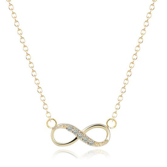 LGT JWLS Lookinggoodtoday Hippe dames ketting Infinity Zircon Goudkleurig
