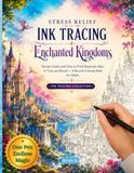 Stress Relief Ink Tracing Enchanted Kingdoms: Fantasy Castles and Cities in Vivid Watercolor Skies to Trace and Reveal — A Reverse Coloring Book for Adults