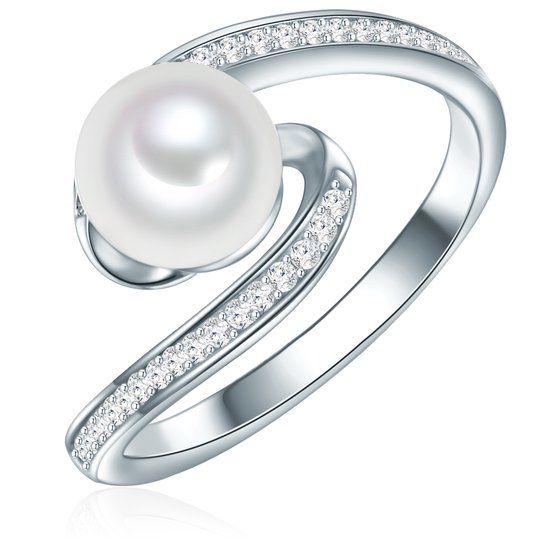 Valero Pearls Ring Zilver 999 zilver Zirkonia Wit Minimalistisch Briljant 17.75 mm / maat 56
