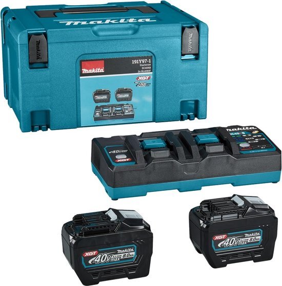 Makita Accu Starterset XGT DC40RB 2xBL4080F in Mbox - 191Y97-1