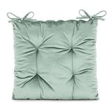 AmeliaHome Aleksa stoelkussen met linten 40x40 cm zitkussen fluweel fluweel fluweel look mint
