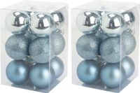Cosy&Trendy Billiet - Vanlaere 48x stuks kunststof kerstballen ijsblauw 6 cm mat/glans/glitter