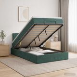 vidaXL Ottoman bed met matras Donkergroen 120 x 190 cm Fluweel