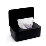 Doos voor vochtige doekjes met deksel, box voor vochtig toiletpapier, vochtige doekjesbox, vochtige toiletpapierdoos, vochtige papieren doos voor buiten, thuis en op kantoor, zwart