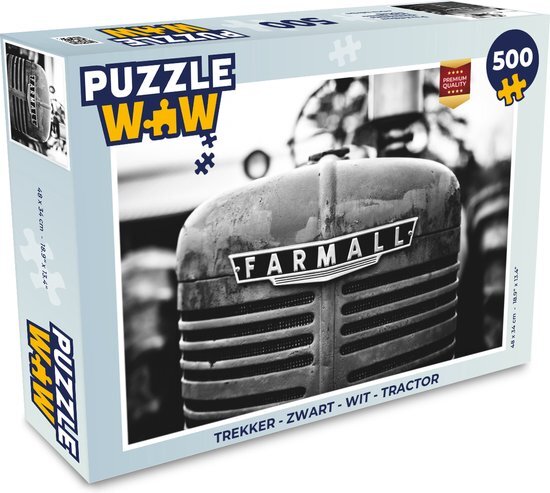 MuchoWow Puzzel Trekker - Zwart - Wit - Tractor - Legpuzzel - Puzzel 500 stukjes - Sinterklaas cadeautjes - Sinterklaas voor grote kinderen