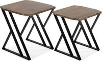 Versa Set van 2 bijzettafels Tulsa Zwart Metaal Dennenhout 45 x 50 x 45 cm