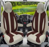 BREMER SITZBEZÜGE Premium Camper stoelhoezen voor Bürstner WPL413 in Beige/Bruin (2 losse stoelen)