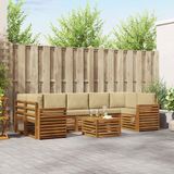 vidaXL Bank loungeset 7 zitplaatsen Natuurlijk en beige Massief acaciahout