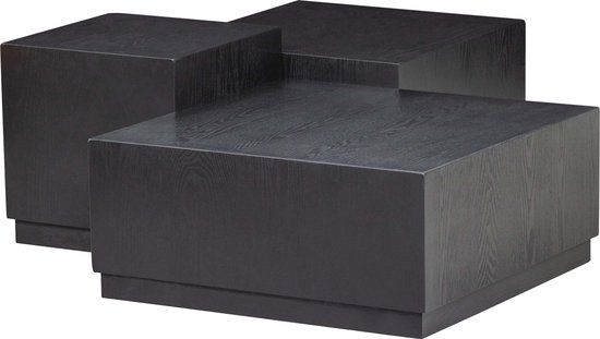 WOOOD Pim Bijzettafels - Hout - Zwart - Set van 3