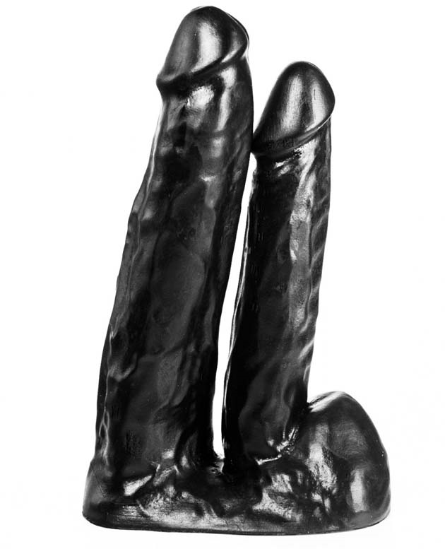 515 line Dubbele dildo met zuigvoet zwart