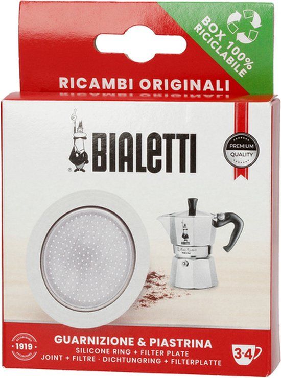 Bialetti Filterplaatje & Siliconen Ring – Geschikt voor Brikka 2 Kops en Moka Induction 4 Kops – Origineel Reserveonderdeel
