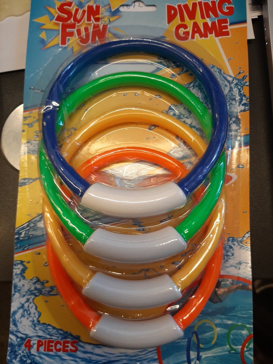 Sunfun Sun Fun Duikringen Junior 13 Cm - 4 Stuks - Groen/rood/geel/blauw
