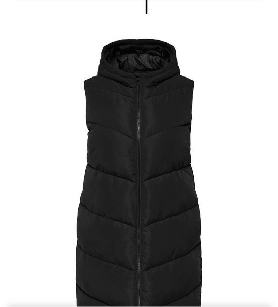 ONLY CARMAKOMA Dames Gewatteerde jas CARALINA LONG WAISTCOAT OTW - Zwart - Maat 44-46