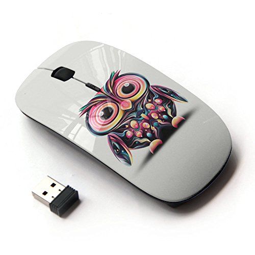 KOOLmouse Optische 2.4G draadloze muis Uil roze ogen kleurrijke disco vogel tekening