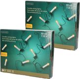 Lumineo Kerstboomverlichting - 2x - lichtsnoer - 30 kaarsen - warm wit - 725 cm