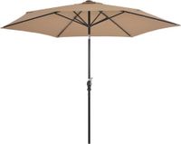 vidaXL Parasol met LED-verlichting en stalen paal 300 cm taupe