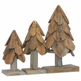 vidaXL Kerstboom 3 st bruin 40 cm massief teakhout